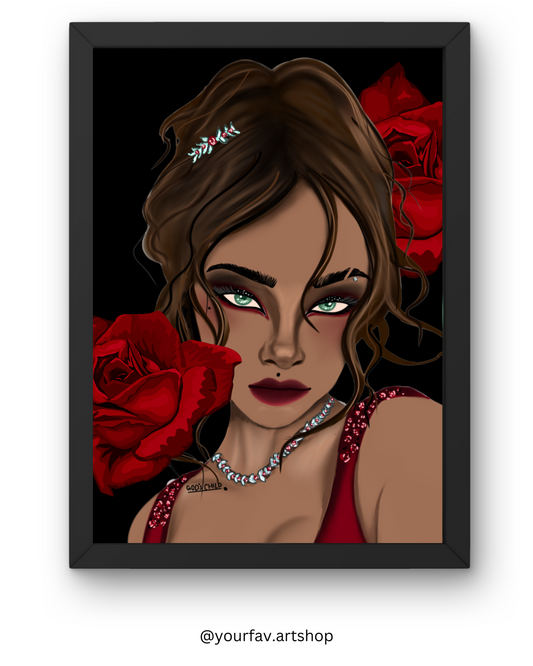 Dark feminine rose wall art frame